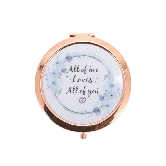 Unique Bargains 1 Pc Blessing Makeup Mirror for Travel Vacation Rose Gold Tone Metal Glass