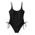 thumbnail image 4 of Daiosportswear Women's Slimming Solid Swimsuit, Side Tie Bathing Suit for Beach Vacation Black M(M), 4 of 5