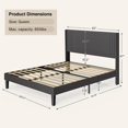 Queen Bed Frame with Upholstered Headboard, Lofka Metal Platform Bed Frame, Dark Gray