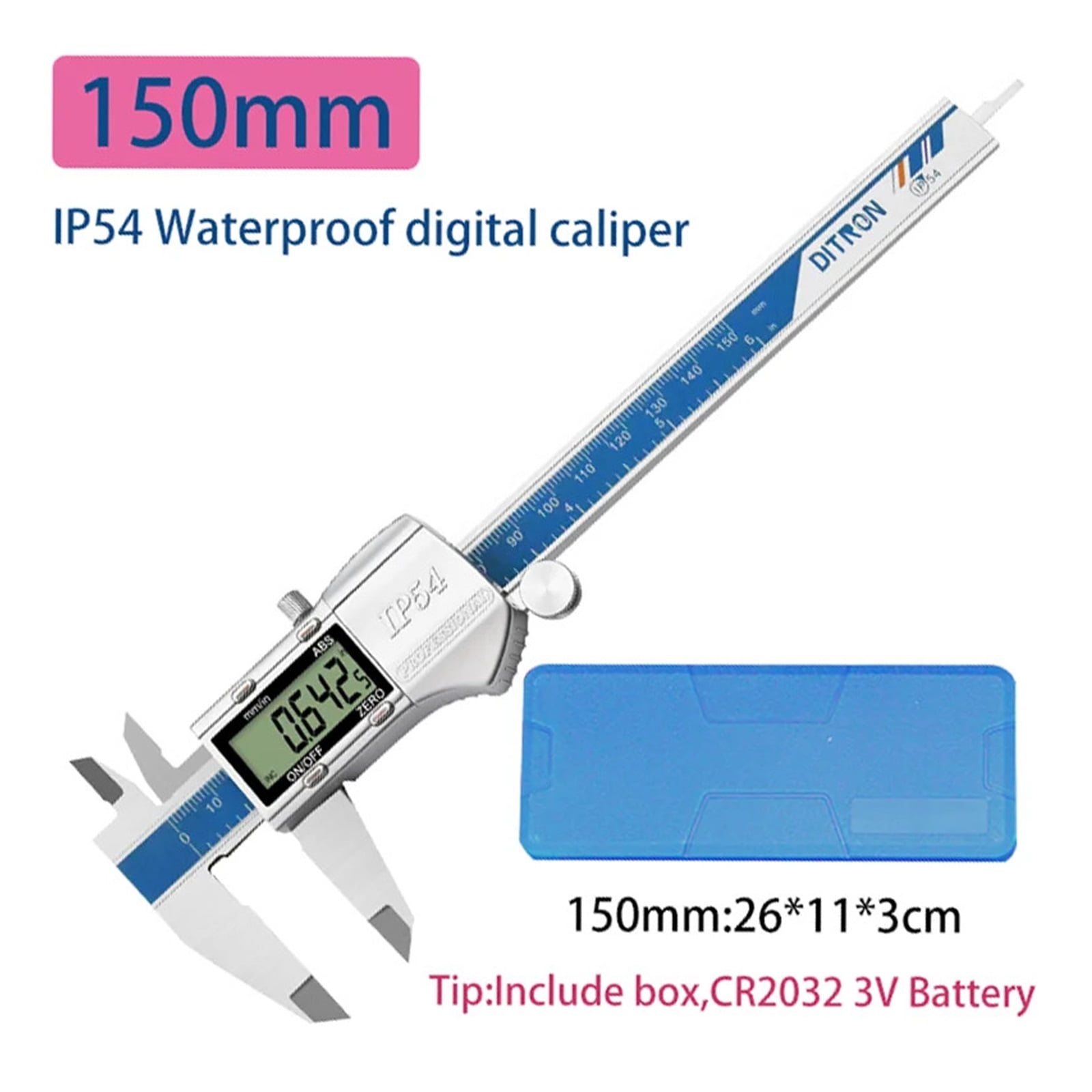 Digital Caliper IP54 150/200/300mm Waterproof Electronic Stainless Vernier Calipers Measuring Tools ,Easy to Use