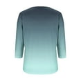 thumbnail image 5 of Htigea Womens Notch V Neck Tshirts Dressy 3/4 Sleeve Tunic Tops Trendy Gradient Color Pullover Tee Comfy Summer Fall Blouse Light Blue,M, 5 of 5