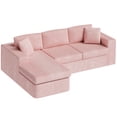 thumbnail image 3 of Walsunny Modular Sectional Sofa Couch with Chaise, No Assembly Foam Couch, Deep Seat Corduroy Sofa, Convertible L Shaped Cloud Couch for Living Room Apartment, Pink, 3 of 8