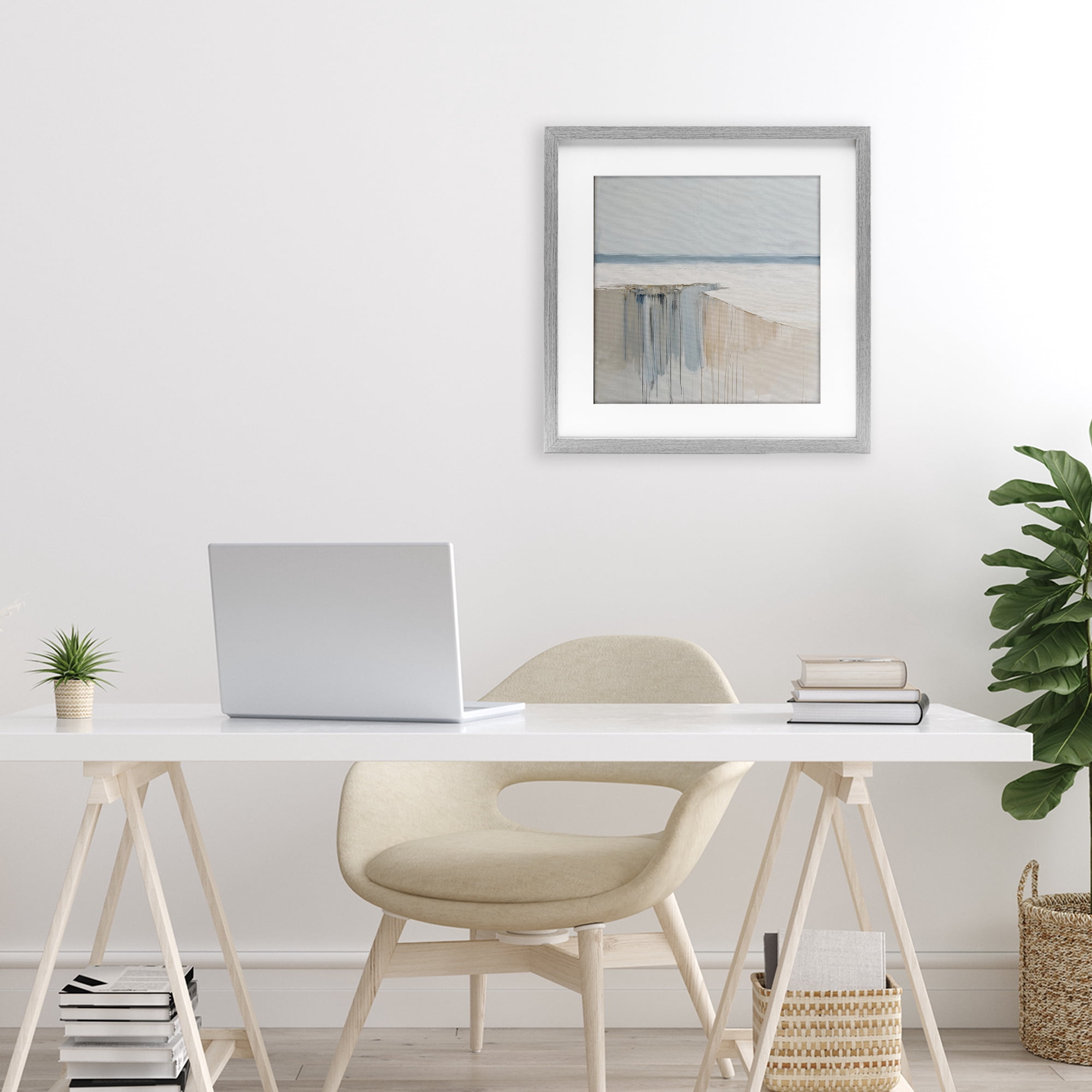 Stupell Industries Precipice Neutral Abstraction Gray Framed Print Under Glass, design by Svetlana Aleynikova