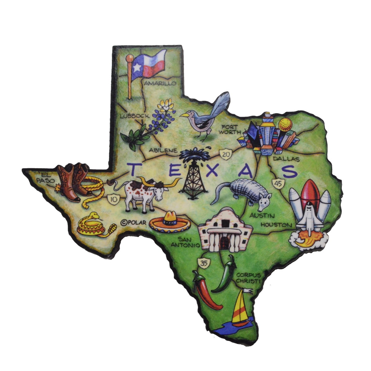TEXAS MAGNET ASSORTMENT 4 NEW  STATE SOUVENIRS including JUMBO MAP MAGNET 