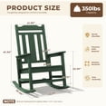 thumbnail image 3 of SERWALL Oversized Outdoor Rocking Chair for Adults, HDPE All Weather Patio Rockers for Porch Garden Lawn, Dark Green, 3 of 9