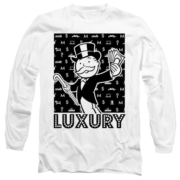Monopoly Luxury Long Sleeve Adult 18/1 T-Shirt White