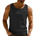 thumbnail image 2 of VBTAPA Men's Faux Denim Tank Top Sleeveless Crew Neck Pocket Tee Shirt Loose Fit Casual Streetwear Tops Black XXL, 2 of 8