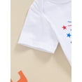 thumbnail image 5 of Suealasg Newborn Girl 4th of July Outfit Letter Print Short Sleeve Romper and Elastic Tie-Dye Shorts Cute Headband 3 6 12 18 Months Baby Girl Memorial Day Clothes, 5 of 6