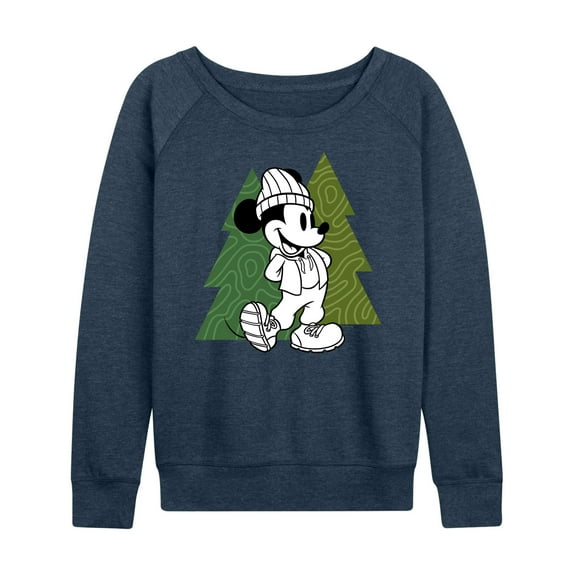 Mickey & Friends - Mickey Patterned Trees - Women's Lightweight French Terry Long Sleeve Shirt