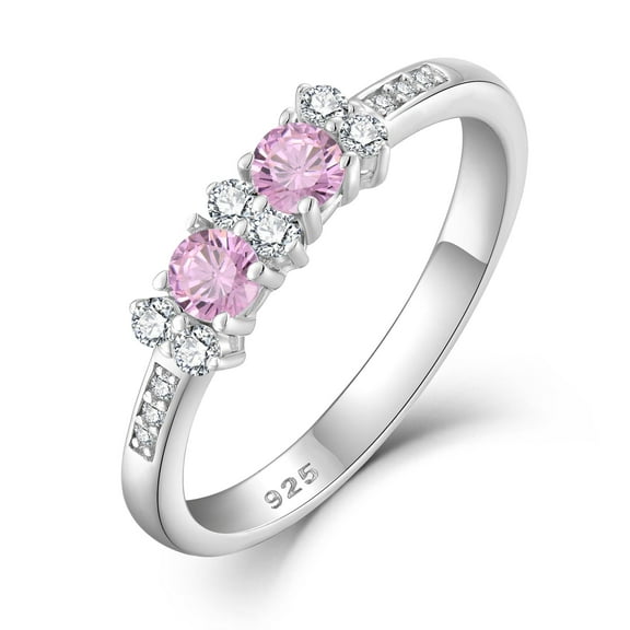 YIFSIY Engagement Rings for Women 925 Sterling Silver Birthstone October Pink Tourmaline Promise Wedding Band Ring Anniversary Jewelry Size 5