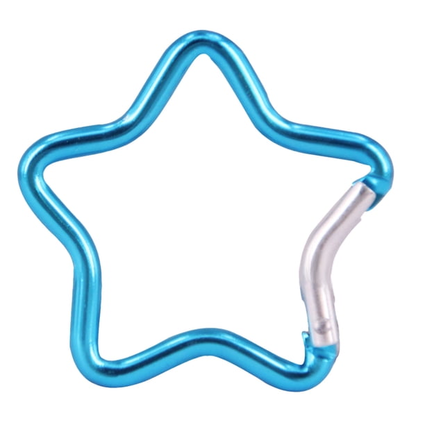Llaveros con mosquetón de aleación de aluminio con cierre de resorte en forma de estrella para mochilas, acampadas, senderismo y viajes. Almohadilla de goma antideslizante.