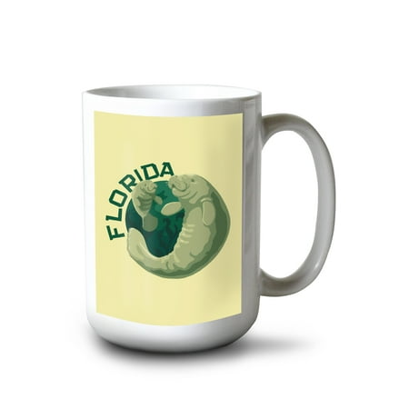 

15 fl oz Ceramic Mug Florida Manatee and Calf Swimming Contour No Fish Dishwasher & Microwave Safe