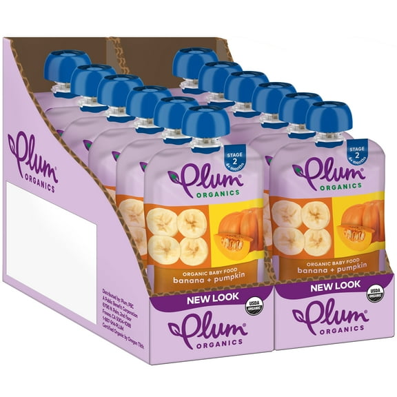 Plum Organics Stage 2 Organic Baby Food, Banana and Pumpkin, 4 oz Pouch - Case of 12