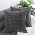 thumbnail image 3 of Unique Bargains 2-Pack 3D Corduroy Decorative Throw Pillow Covers Gray 26" x 26", 3 of 8