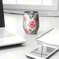 thumbnail image 3 of 12oz Stemless Wine Tumblers Pioneer Flower Floral Print Pattern Vacuum Insulated Stainless Steel Travel Tumbler Cups Mug with Lid and Straw for Champaign,Cocktail,Beer with Cleaning Brush, 3 of 5