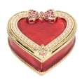 thumbnail image 1 of Caja de Joyería en Forma de Corazón Ticfox de Metal de Oro Rojo Vintage, 1 of 14