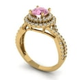 thumbnail image 2 of 1.3125 ct Round Cut Simulated Pink Diamond Halo Engagement Ring for Women in 18K Yellow Gold, 2 of 5