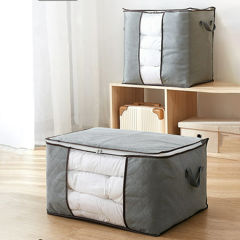 Casaphoria 4pcs Large Capacity Thick Fabric Clothes Storage Bag for Organizing bedroom,90l Reinforced Handles Foldable Blanke