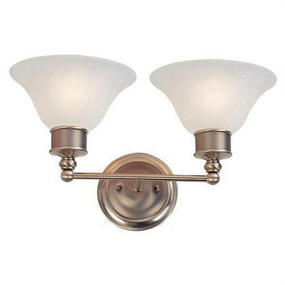 Z-Lite 309-2V 2 Light Up Lighting Bathroom Fixture with Glass Round Shade from the Dynasty Col, Burnished Nickel / Chocolate