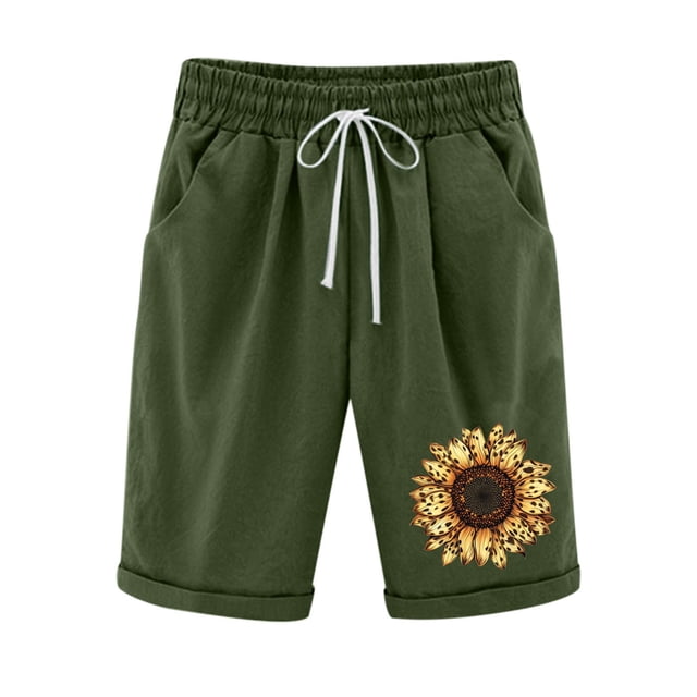 Mujeres Pantalones Cortos Casual Estampado Elástico de la Cintura Medio Pantalones Cortos, Casual con Bolsillos para el Uso Diario