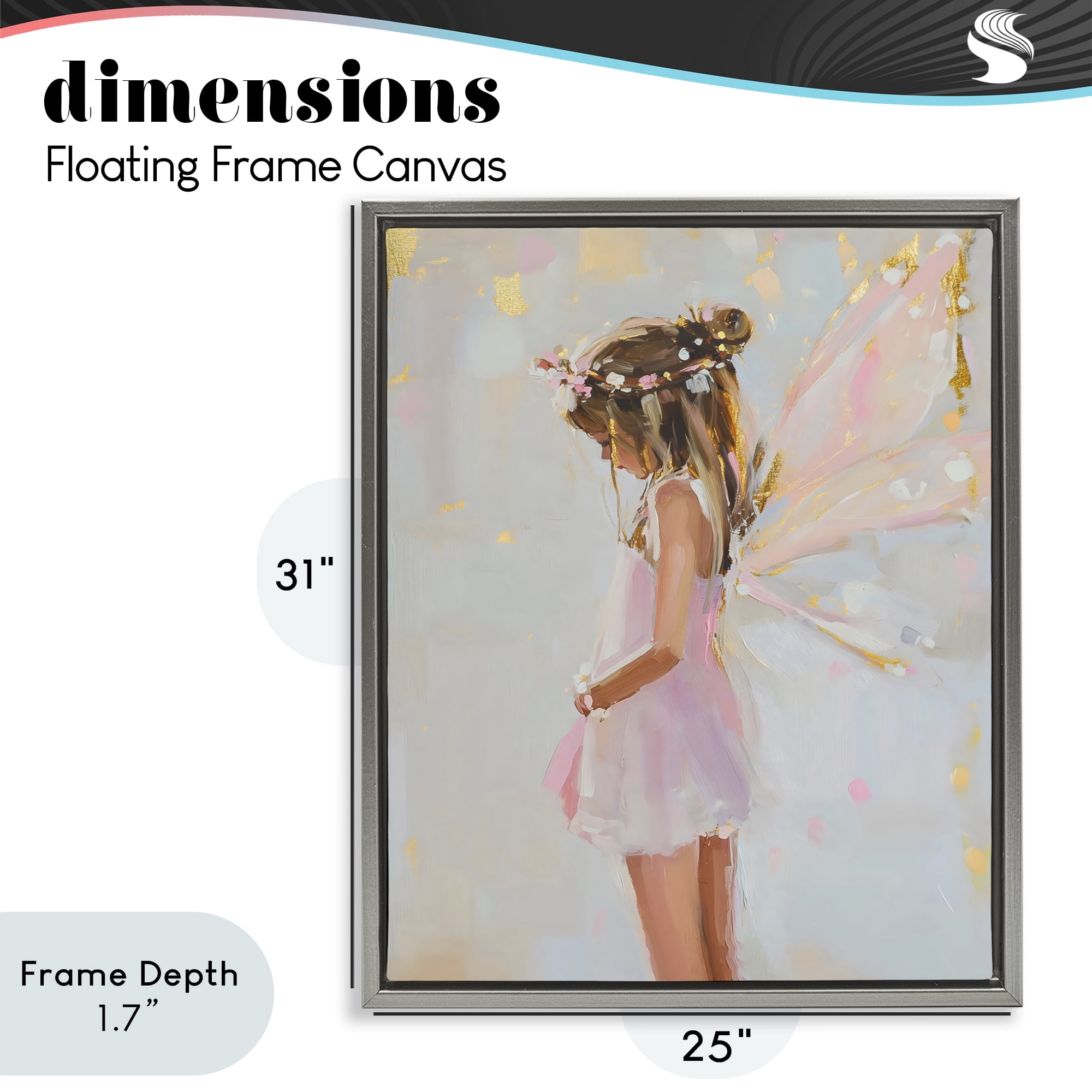 Stupell Industries Youthful Fairy Girl Gray Framed Floater Canvas Wall Art, design by The Prints Vibe