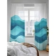 thumbnail image 3 of Teal Blue Sheer Curtains 108 Inch Long 2 Panels, Ombre Ocean Wave Abstract Watercolor Modern Art Light Filtering Rod Pocket Semi Sheer Curtains, Sheer Voile Drapes for Living Room Bedroom, 52"x108", 3 of 5