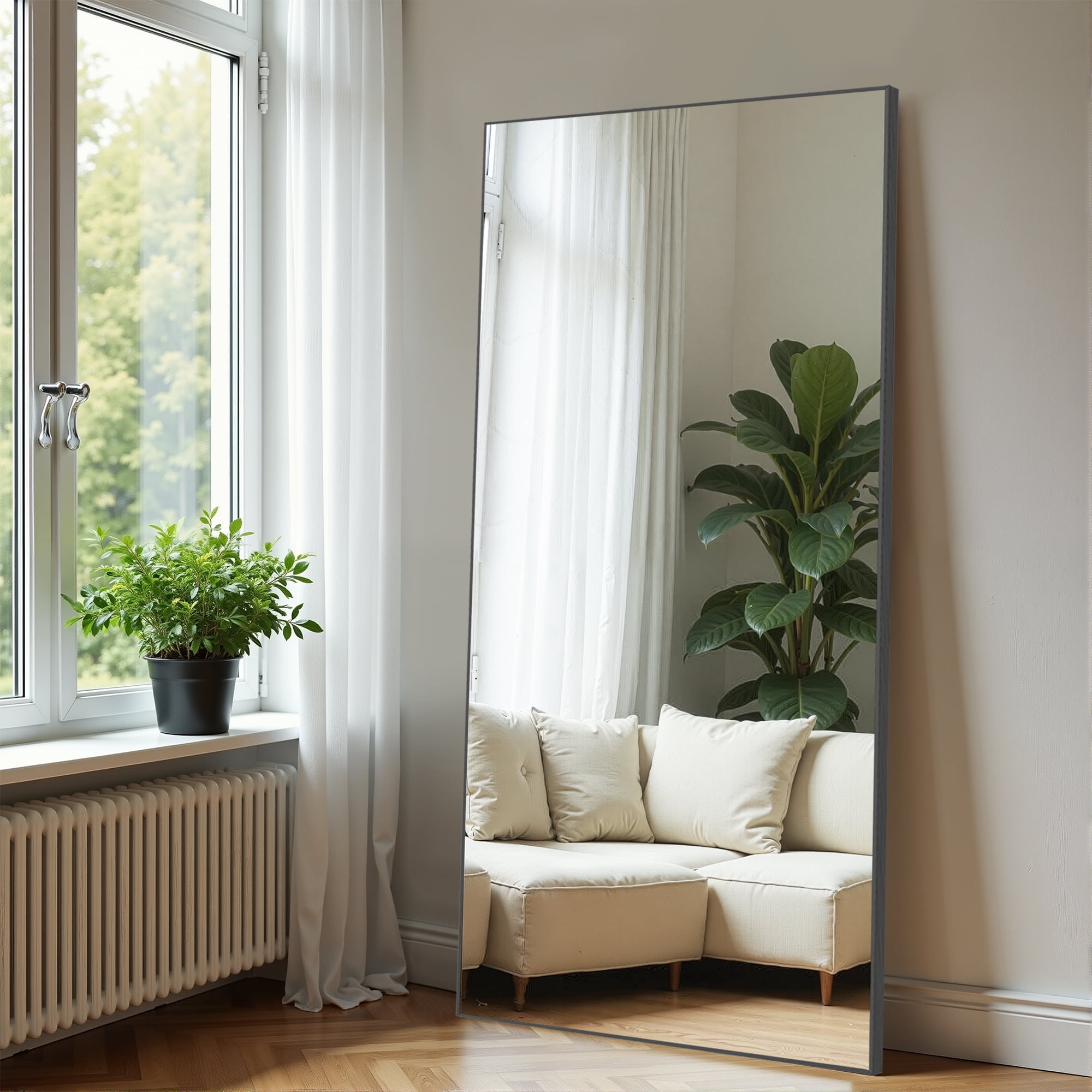 MAYEERTY 71"x32" Aluminum Alloy Rectangluar Full Length Hanging Mirror Black