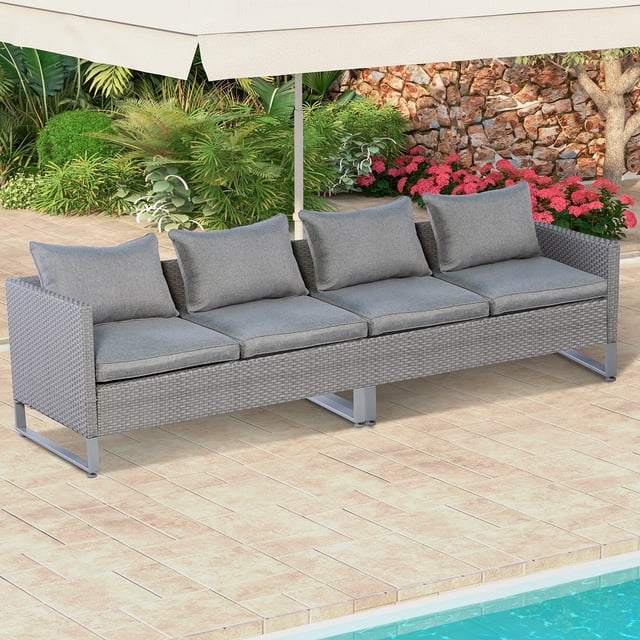 Costway Ensemble de Conversation pour Patio 2 Pcs Canapé Sectionnel Mobilier Siège Coussiné Jardin Gris