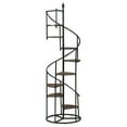 thumbnail image 5 of Miekor Furniture 69-inch 8-shelf Staircase Bookshelf Rustic Brown Unique Black Spiral Design Rustic and Industrial Piece Heavy Gauge Steel Frame 1pc 92088, 5 of 8