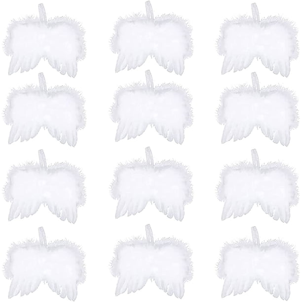12 Piezas Alas de Ángel de Navidad,Alas de Ángel Blancas,Alas de Ángel Decoraciones para Árboles de Navidad,Árbol de Navidad de Plumas Blancas,Colgante de Árbol de Navidad Blanco,Ala de Plumas de Ángel,Decoración de Navidad Rojo Verde
