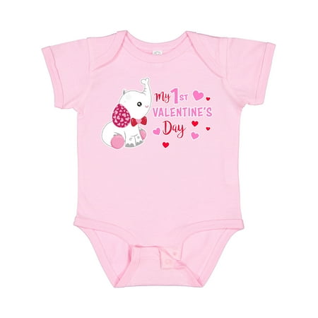 

Inktastic My 1st Valentine s Day with Elephant Gift Baby Girl Bodysuit