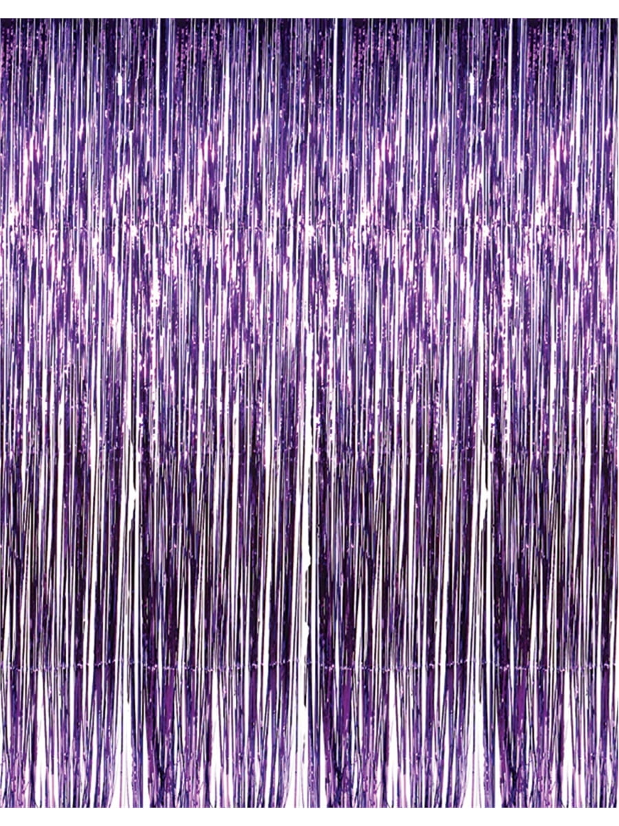 3' x 8' Purple Tinsel Foil Fringe Door Window Curtain Party Decoration