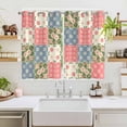 thumbnail image 2 of Japanese Style Kitchen Curtains Window Panels, Colorful Patchwork Flowers Leaves Plaid Insulated Window Treatment Curtain, Grommet Curtains for Bedroom/Living Room/Bathroom, 2 Piece 52"Wx72"L, 2 of 8