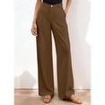 thumbnail image 6 of Women Wide Leg Pants High Waisted Spring Business Casual Outfits Trousers Palazzo Pants Pockets Brown L, 6 of 7
