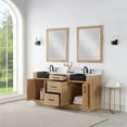 thumbnail image 2 of Novago 72" Double Bathroom Vanity in Weathered Pine with Aosta White Composite Stone Countertop and Farmhouse Sink with Mirror, 2 of 8