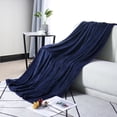 thumbnail image 3 of PiccoCasa All Season Soft Lightweight Flannel Fleece Blankets for Couch or Bed Twin Navy Blue, 3 of 8