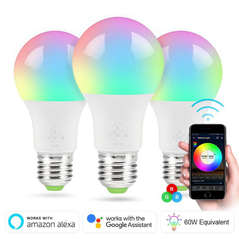 WiFi Smart Light Bulb Bulbs Dimmable LED E27 For Google Home/Alexa/IFTTT 6.5W 