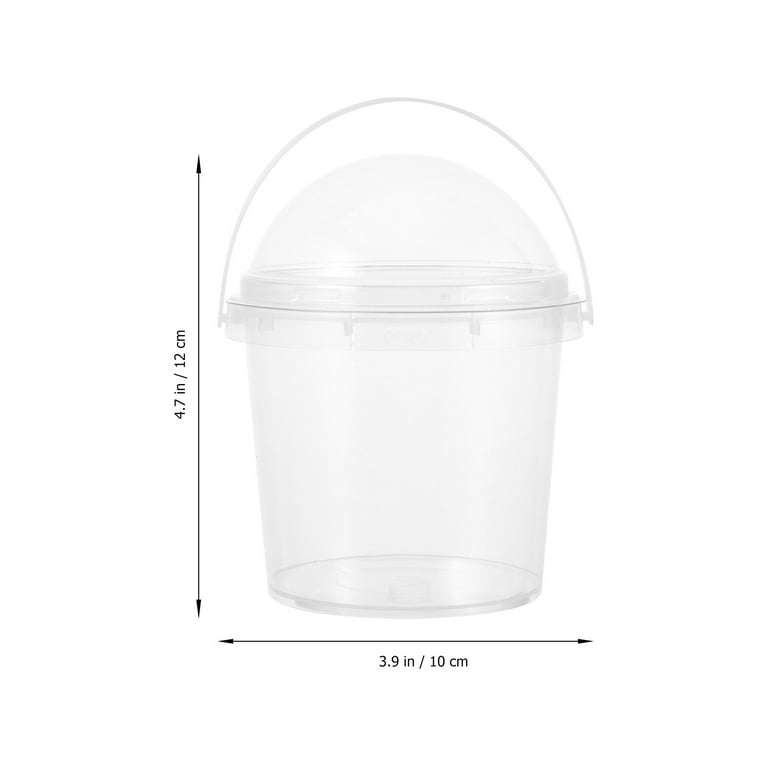 5pcs Small Clear Bucket with Lid Food Safe Bucket Popcorn Ice Cream Bucket  750ml