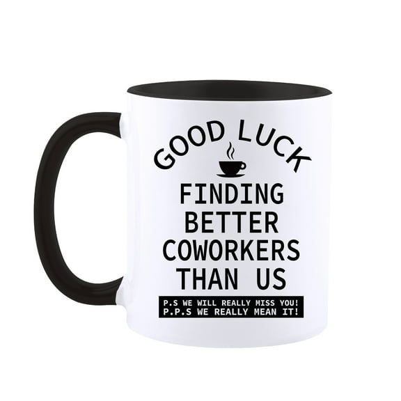Funnil Ceramic Coffee Mug Tea Cup Dishes Safe Going Away Gift Farewell Gifts for Coworker Black