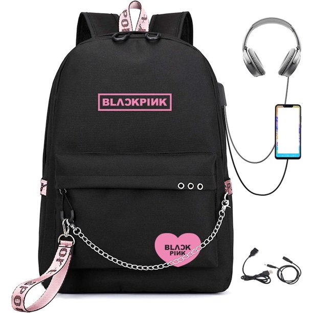 Mochila Kpop Lisa Rose Jisoo Jennie YONGSHENG Messenger Bag carga USB negro 2