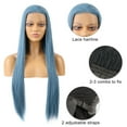 thumbnail image 5 of Unique Bargains Lace Front Wigs for Women 24" Sea Blue Long Straight Hair with Wig Cap, 5 of 6