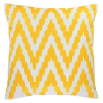 18''x18'' Embroidered Boho Cotton Throw Pillow Set of 2 Decorative Square Pillow Cover, Chevron/Zig Zag, Yellow/White