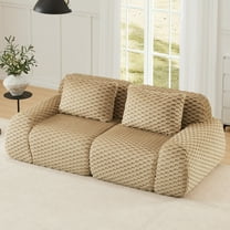 Aukfa 82" Modern Modular Cloud Sofa, Oversized Flannelette 2-Seater Couch with 29" Deep Seat & Two Pillows, No Assembly, Light Camel