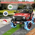 thumbnail image 4 of Funcid 24V Ride on Toys with Remote Control, 2 XL Seater Ride on Truck Car, 2WD/4WD Electric Car for Kids w/ Bluetooth, Flashing Colored Lights, SD Port, MP3, Spring Suspension, 6MPH, Red, 4 of 11