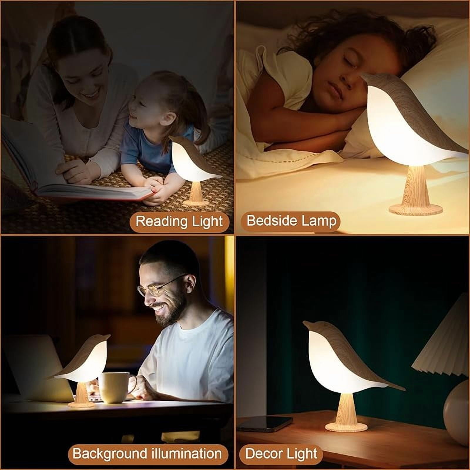 KUCASI Bird Table Lamp, Small Desk Lamp Cordless Touch Dimmable Night Light with 3 Color Temperature, Cute Lamps Rechargeable 2600mAh, for Bedroom Bedside Nightstand, Room Decor, Bird Gifts