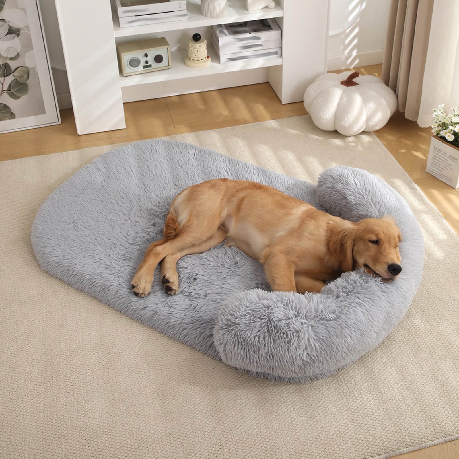 KMWGRE Orthopedic Memory Foam Dog Bed with Removable Washable Cover and Non- Bottom for Comfort and Support Grey 100x75cm