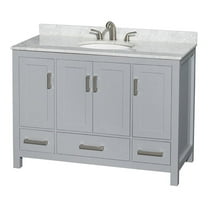 Wyndham Collection Sheffield 48" Wood Single Bathroom Vanity in Gray/White