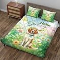 thumbnail image 3 of Brittany Spaniel Hello Spring Time Flower Floral Nature Quilt Bedding Set Brittany Dog Lover Gifts Idea 1 Blanket Bed Cover 2 Pillowcases - 02031, 3 of 5
