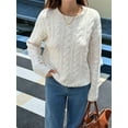 thumbnail image 4 of Women'S Casual Vacation Wool Solid Color Sweater Autumn and Winter Round Neck Long Sleeve Pullover Top Apricot Color M, 4 of 9