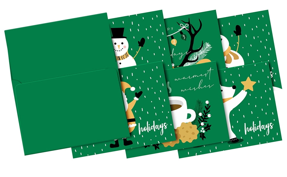 A2 Green Blank Greeting Cards with Green Envelopes – Great for Holiday, Christmas and New Year Greetings, Invitations, and Thank You Cards | 4.25” x 5.5” (When Folded) | 25 Cards and 25 Envelopes